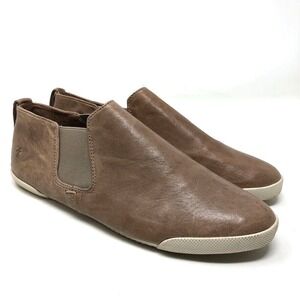 Frye Melanie Chelsea Leather Slip On Womens 9.5 Tan Gray Elastic Pull On Elastic